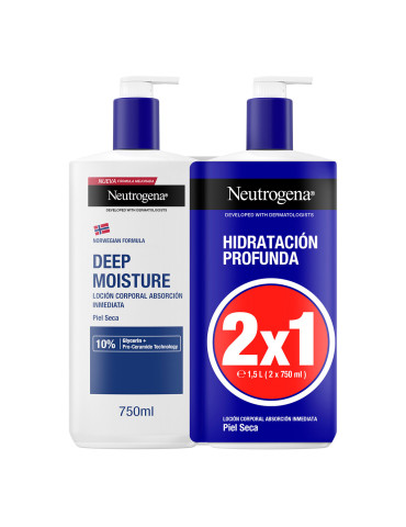 NEUTROGENA FORMULA NORUEGA HIDRATACION PROFUNDA LOCION CORPORAL RAPIDA ABSORCION PIEL SECA 2 ENVASES