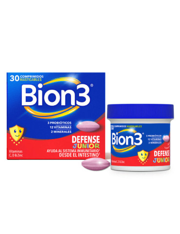 BION3 DEFENSE JUNIOR 30 COMPRIMIDOS MASTICABLES SABOR FRAMBUESA