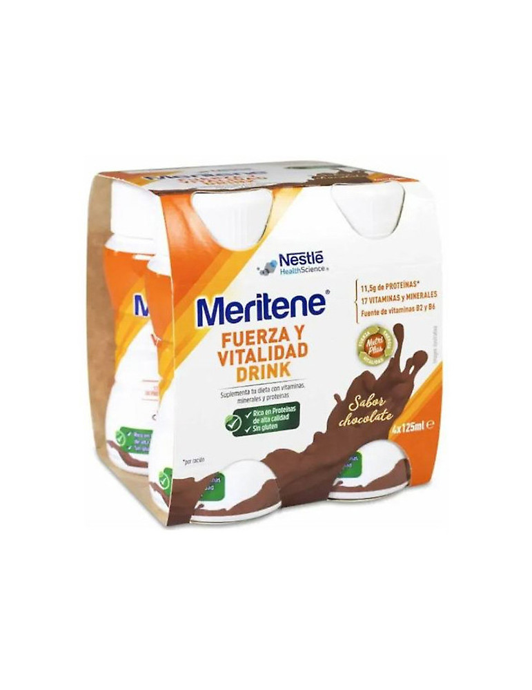 MERITENE FUERZA Y VITALIDAD DRINK 4 BOTELLAS 180 ML SABOR CHOCOLATE