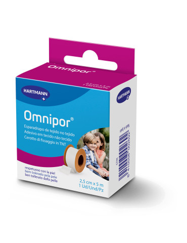 ESPARADRAPO HIPOALERGICO OMNIPOR PAPEL 1 UNIDAD 5 M X 2,5 CM 2