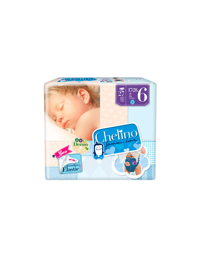 PAÑAL INFANTIL CHELINO FASHION & LOVE T- 6 (17 - 28 KG) 27 PAÑALES