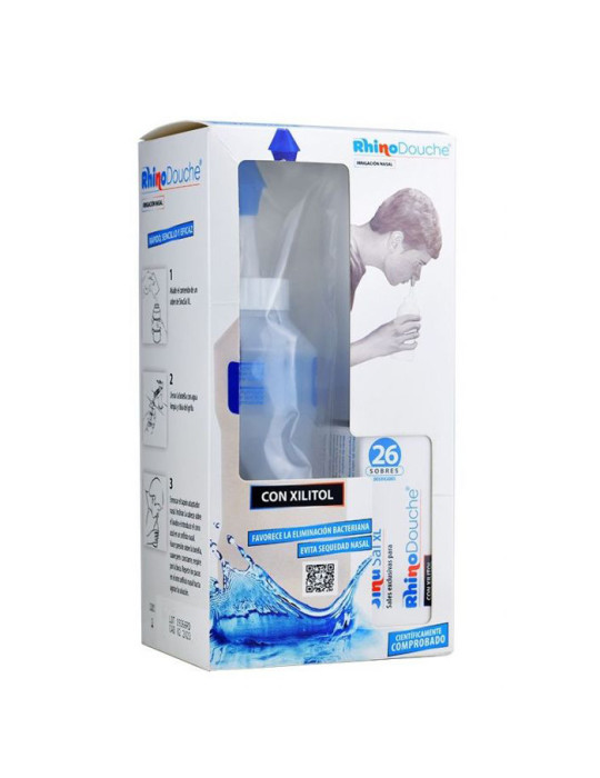 RHINODOUCHE PACK IRRIGADOR NASAL + SINUSAL XL 500 ML + 26 SOBRES MEZCLA DE SALES 5 G