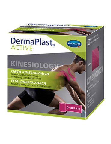 DERMAPLAST ACTIVE CINTA KINESIOLOGICA 1 UNIDAD 5 M X 5 CM COLOR ROSA 2