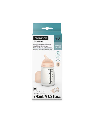 BIBERON ZERO ZERO ANTICOLICO SILICONA ANTICOLICO FLUJO M LACT MIXTA +3M 270 ML 2