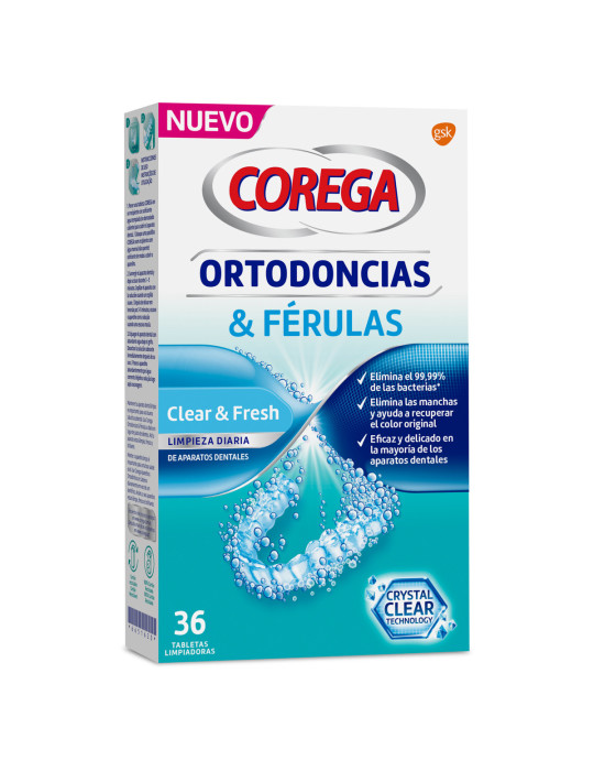 COREGA ORTODONCIAS & FERULAS 36 TABLETAS LIMPIADORAS