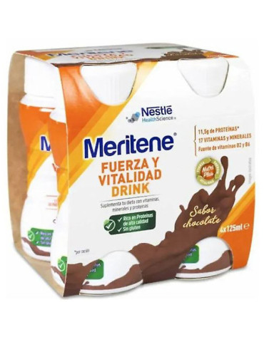 MERITENE FUERZA Y VITALIDAD DRINK 4 BOTELLAS 180 ML SABOR CHOCOLATE 2