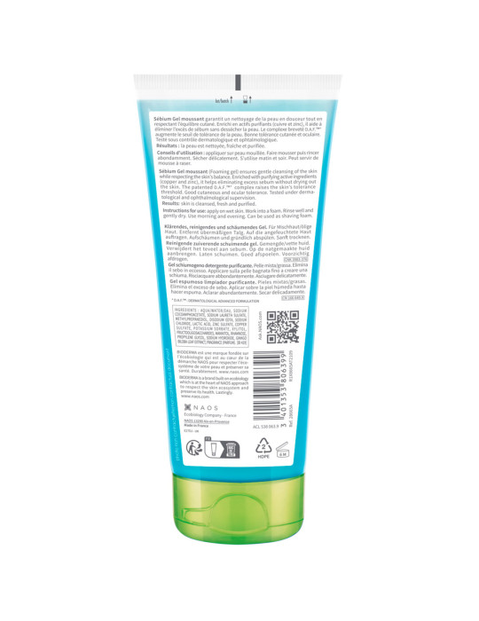 SEBIUM GEL MOUSSANT BIODERMA TUBO 200 ML