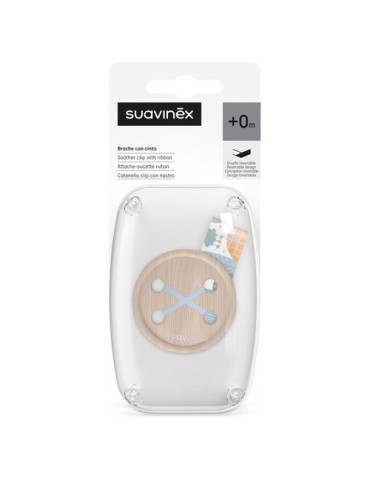 BROCHE PINZA CINTA TEXTIL SUAVINEX DECORADO MADERA +0M