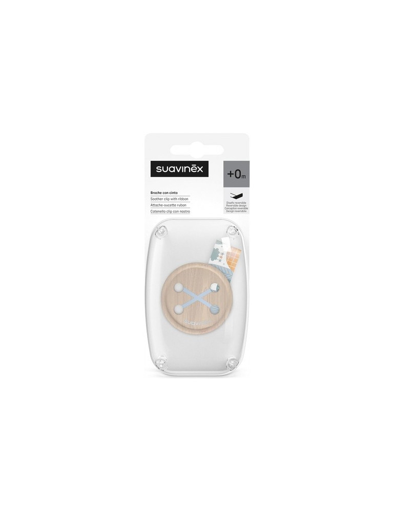 BROCHE PINZA CINTA TEXTIL SUAVINEX DECORADO MADERA +0M