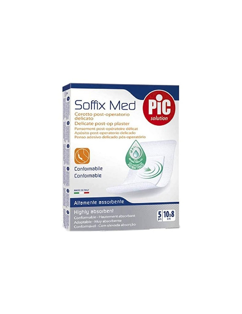 PIC SOFFIX MED ANTIBACTERIANO POST OP APOSITO AD 10 X 8 CM 5 APOSITOS