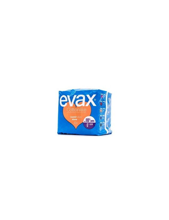 COMPRESAS HIGIENICAS FEMENINAS EVAX COTTONLIKE SUPER CON ALAS 12 COMPRESAS