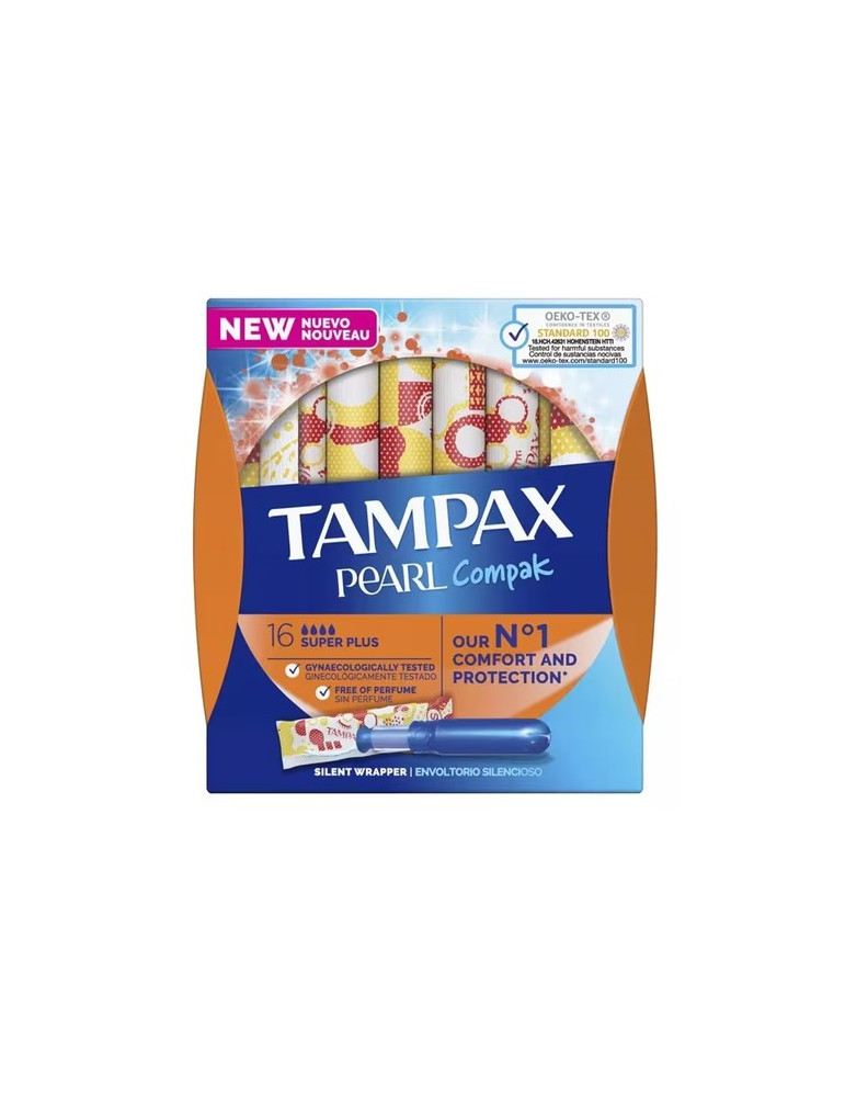 TAMPONES 100%ALGODON TAMPAX COMPAK PEARL SUPER PLUS 16 U