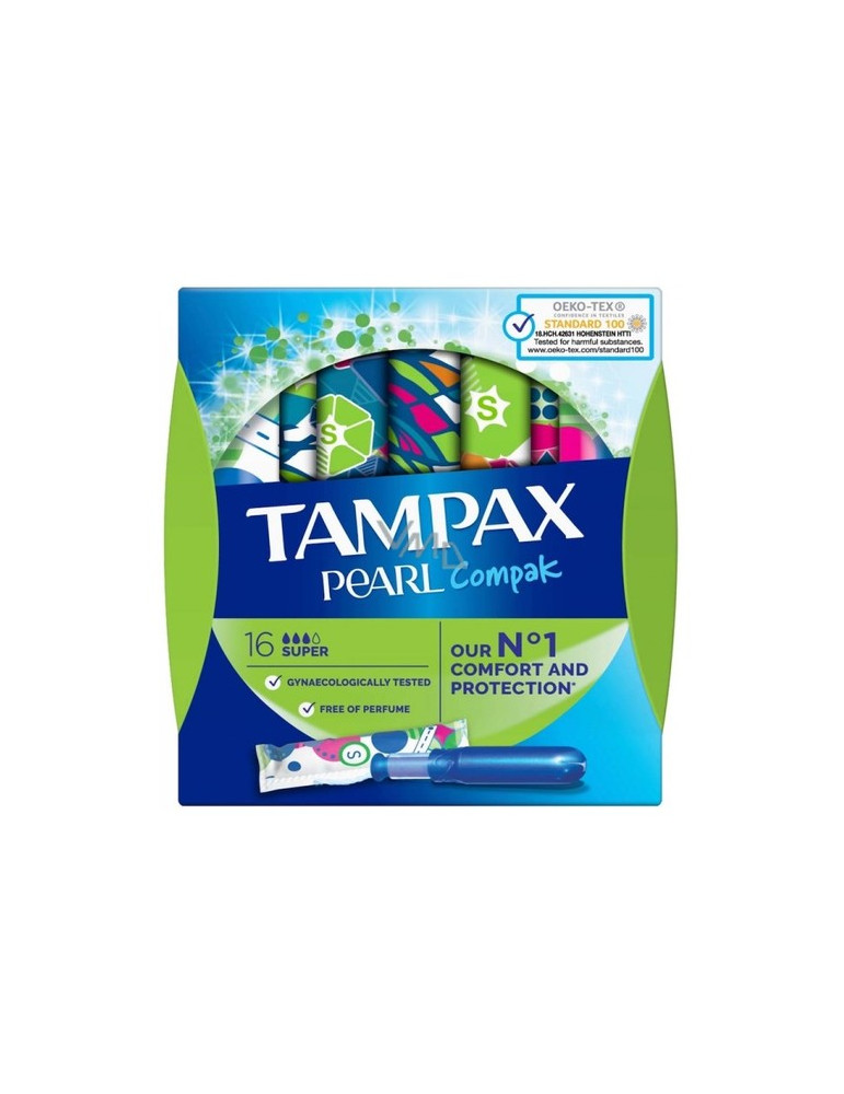 TAMPONES 100%ALGODON TAMPAX COMPAK PEARL SUPER 16U