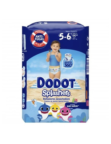 PAÑAL INFANTIL DODOT SPLASHERS TALLA 5 12-15 KG 10 UNIDADES