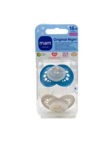 CHUPETE SILICONA MAM ORIGINAL 16+ M AZUL PACK DOBLE