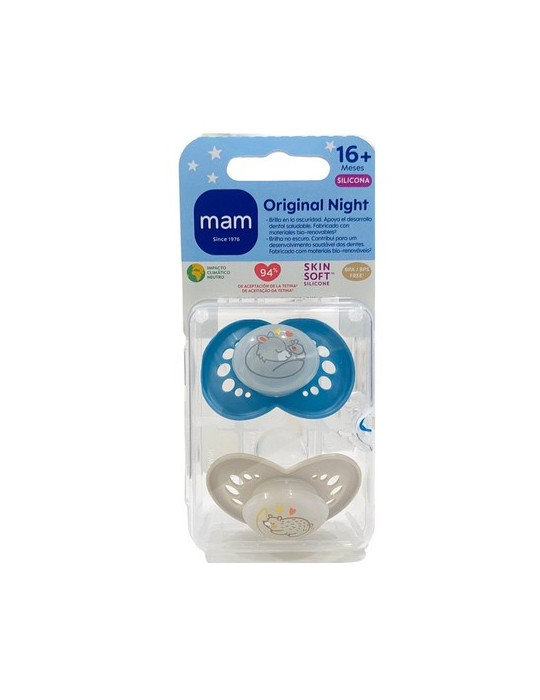 CHUPETE SILICONA MAM ORIGINAL 16+ M AZUL PACK DOBLE