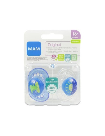 CHUPETE SILICONA MAM ORIGINAL 16+ M NEUTRO PACK DOBLE