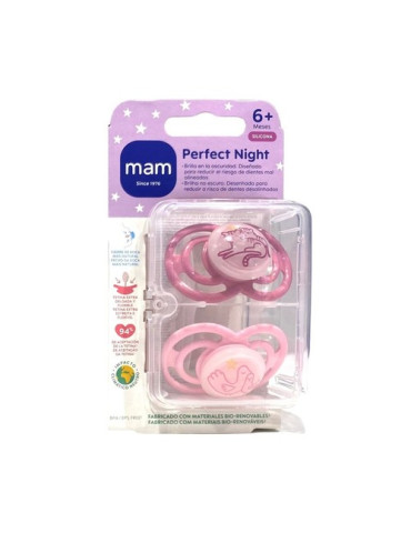 CHUPETE SILICONA MAM AIR NIGHT ROSA 6+ M PACK DOBLE