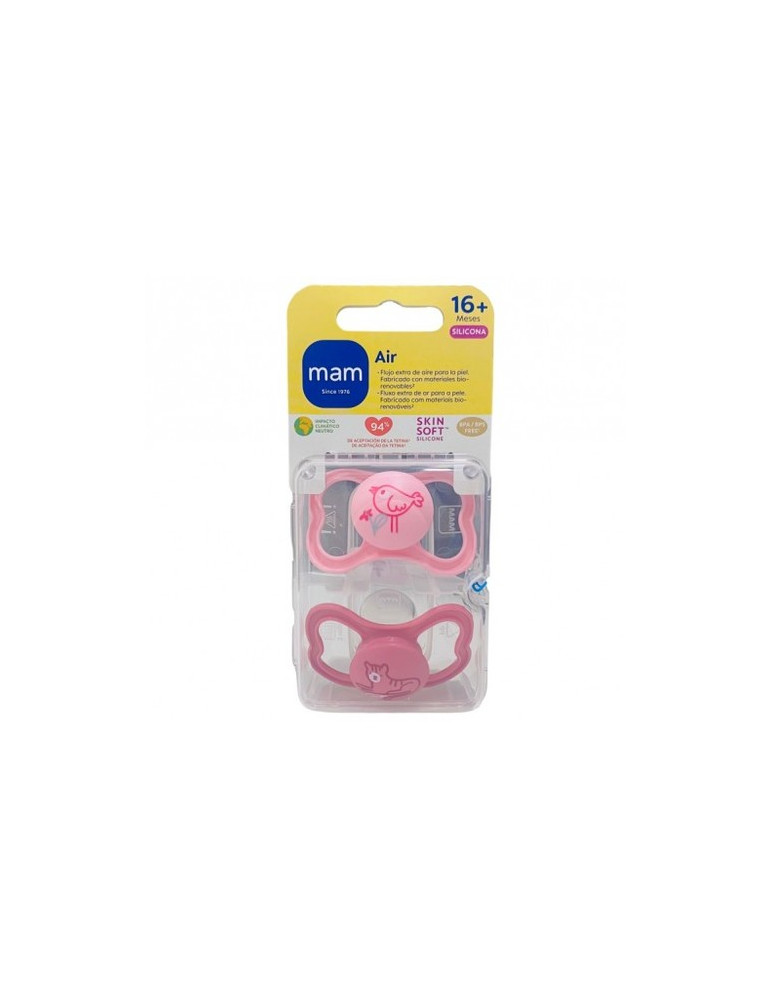 CHUPETE SILICONA MAM AIR 16+ ROSA PACK DOBLE