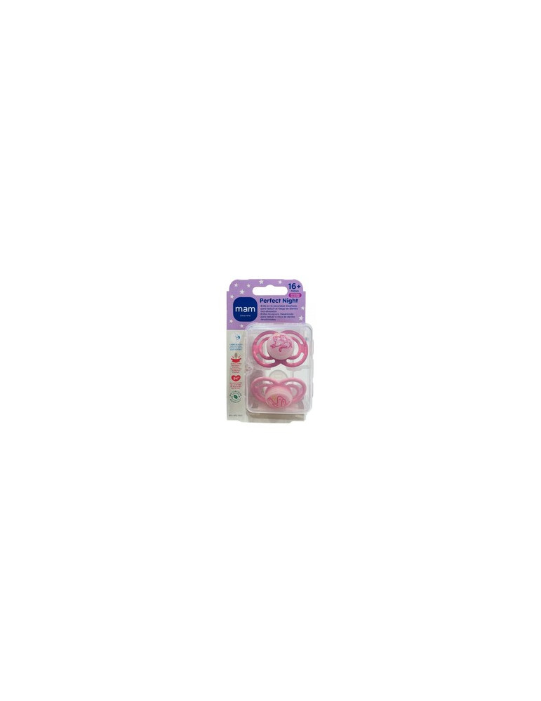 CHUPETE SILICONA MAM PERFECT NIGHT +16 ROSA PACK DOBLE