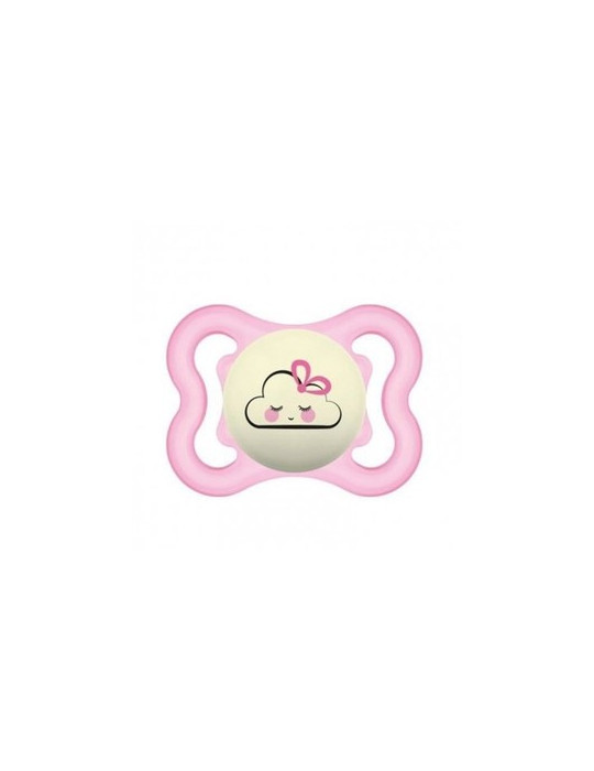 CHUPETE SILICONA SIMETRICA MAM SUPREME NIGHT 1 UNIDAD ROSA 6+ MESES