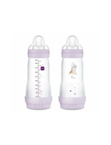 BIBERON ANTICOLICO MAM ANTICOLIC EASY START + 4 MESES 2 UNIDADES MATT-LILA 320 ML PACK DOBLE