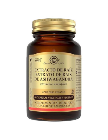 SOLGAR EXTRACTO DE RAIZ DE ASHWAGANDHA 60 CAPSULAS VEGETALES