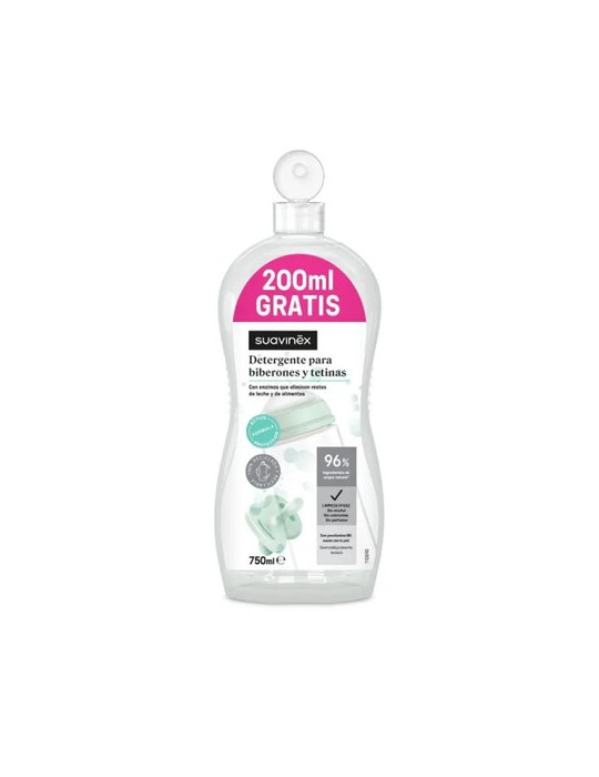 SUAVINEX DETERGENTE TETINAS Y BIBERONES 1 BOTELLA 550 ML + 200 ML FREE