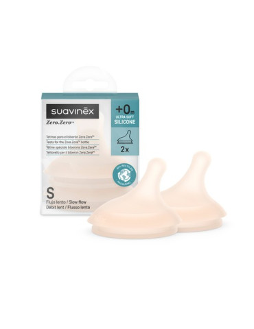 TETINA SILICONA FLUJO LENTO S SUAVINEX ZERO ZERO ULTRA SUAVE + 0 MESES 2 UNIDADES COLOR FAIR