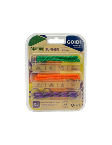 GOIBI PULSERA DE CITRONELLA NATURE 3 PULSERAS SUMMER
