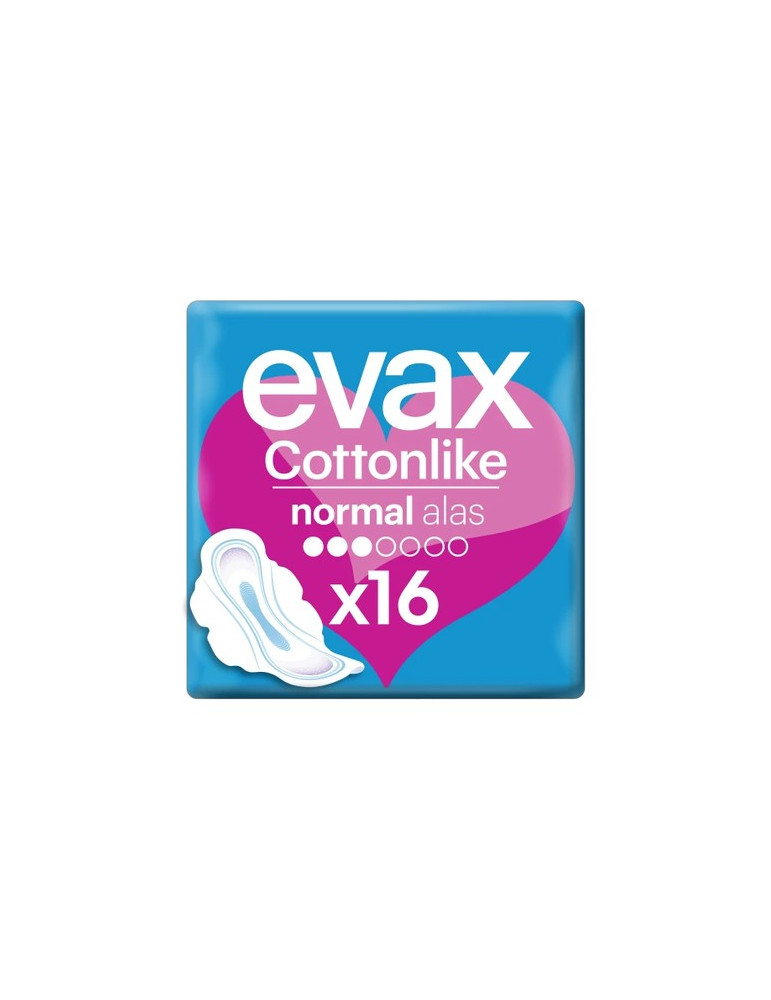 COMPRESAS TOCOLOGICAS EVAX COTTONLIKE NORMAL CON ALAS 16 COMPRESAS