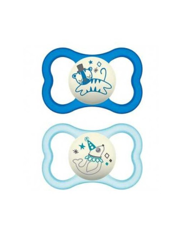 CHUPETE SILICONA MAM AIR NIGHT AZUL  6+ M PACK DOBLE
