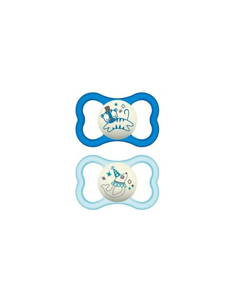 CHUPETE SILICONA MAM AIR NIGHT AZUL  6+ M PACK DOBLE