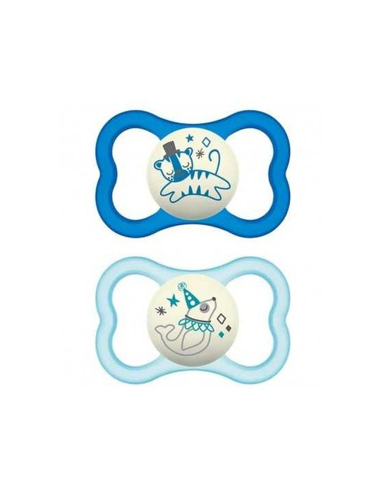 CHUPETE SILICONA MAM AIR NIGHT AZUL  6+ M PACK DOBLE