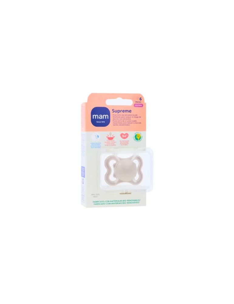 CHUPETE SILICONA SIMETRICA MAM SUPREME 1 UNIDAD NEUTRO 6+ MESES