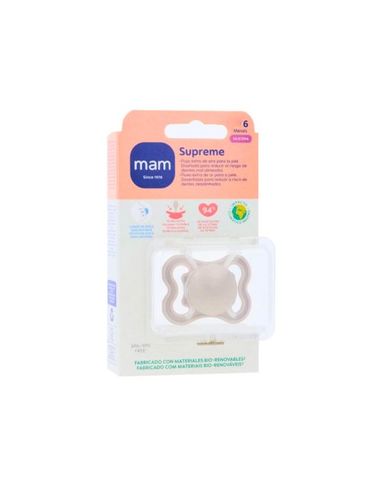 CHUPETE SILICONA SIMETRICA MAM SUPREME 1 UNIDAD NEUTRO 6+ MESES