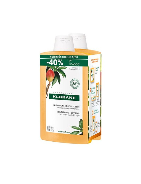 KLORANE PACK DUO CHAMPU MANGO 2X400ML