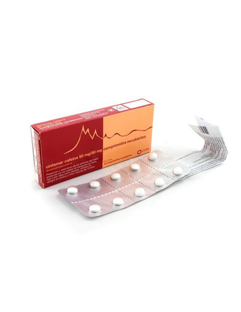 CINFAMAR CAFEINA 50 MG/50 MG 4 COMPRIMIDOS RECUBIERTOS