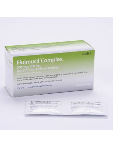 FLUIMUCIL COMPLEX 500 MG/200 MG 12 COMPRIMIDOS EFERVESCENTES