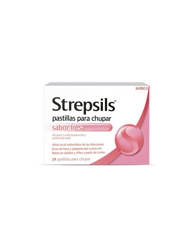 STREPSILS 24 PASTILLAS PARA CHUPAR (SABOR FRESA)