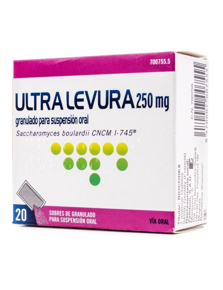 ULTRA-LEVURA 250 MG 20 SOBRES POLVO PARA SUSPENSION ORAL