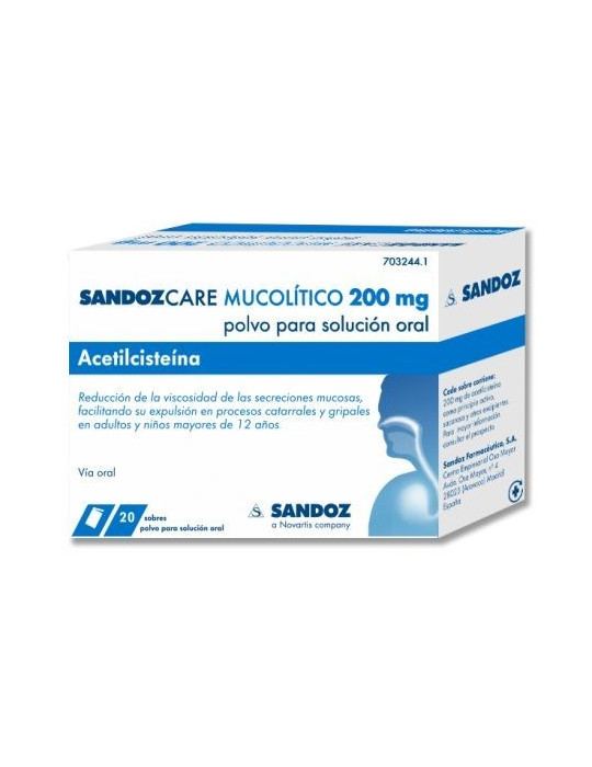 ACETILCISTEINA SANDOZ CARE EFG 200 MG 20 SOBRES POLVO PARA SOLUCION ORAL