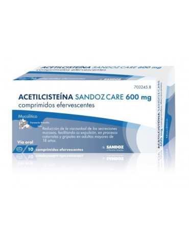 ACETILCISTEINA SANDOZ CARE EFG 600 MG 10 COMPRIMIDOS EFERVESCENTES
