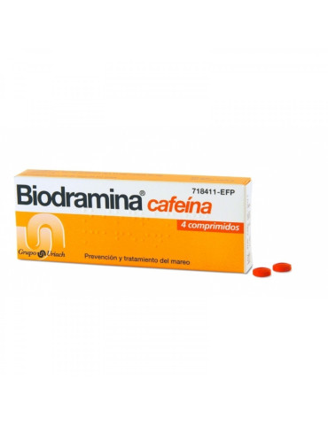 BIODRAMINA CAFEINA 4 COMPRIMIDOS RECUBIERTOS