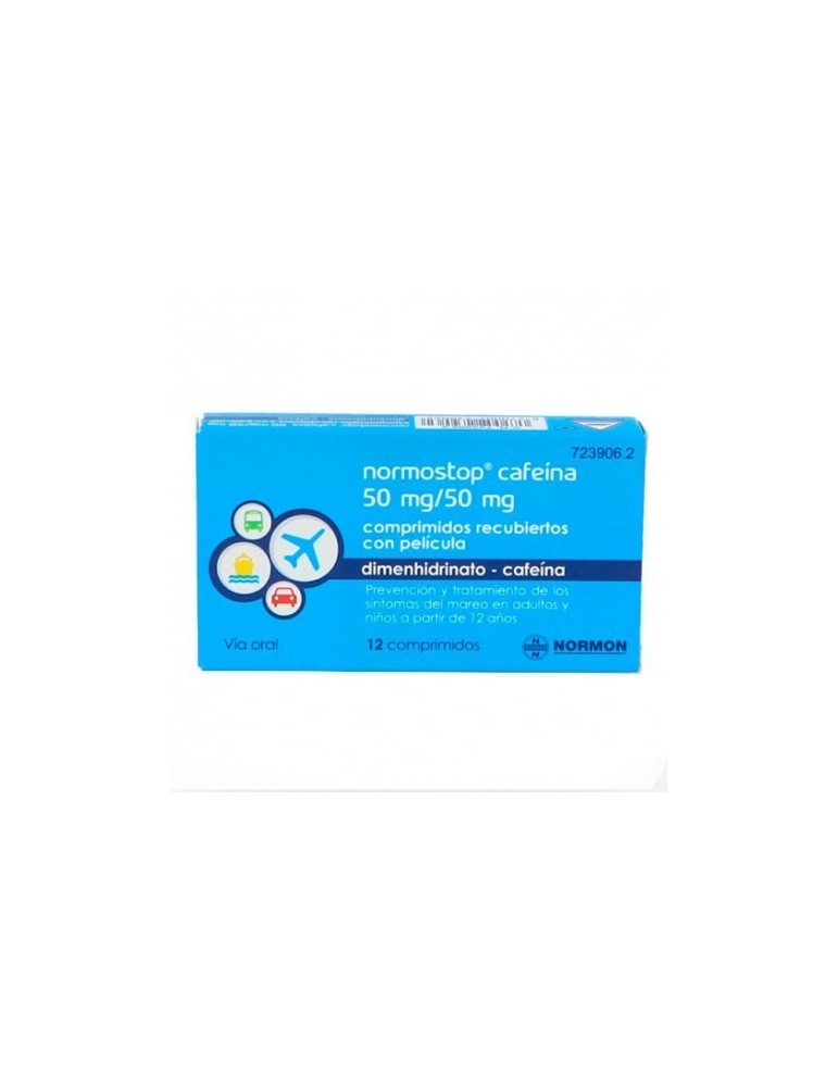 NORMOSTOP CAFEINA 50 MG/50 MG 12 COMPRIMIDOS RECUBIERTOS