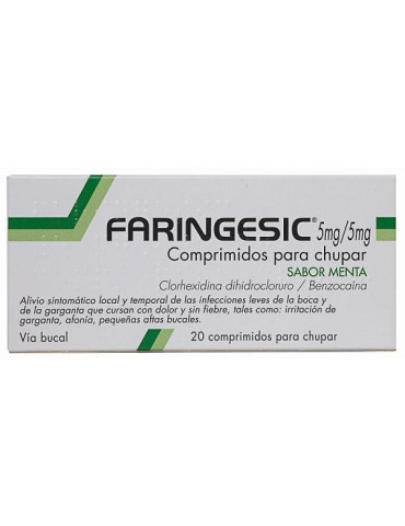 FARINGESIC 5 MG/5 MG 20 COMPRIMIDOS PARA CHUPAR (SABOR MENTA)
