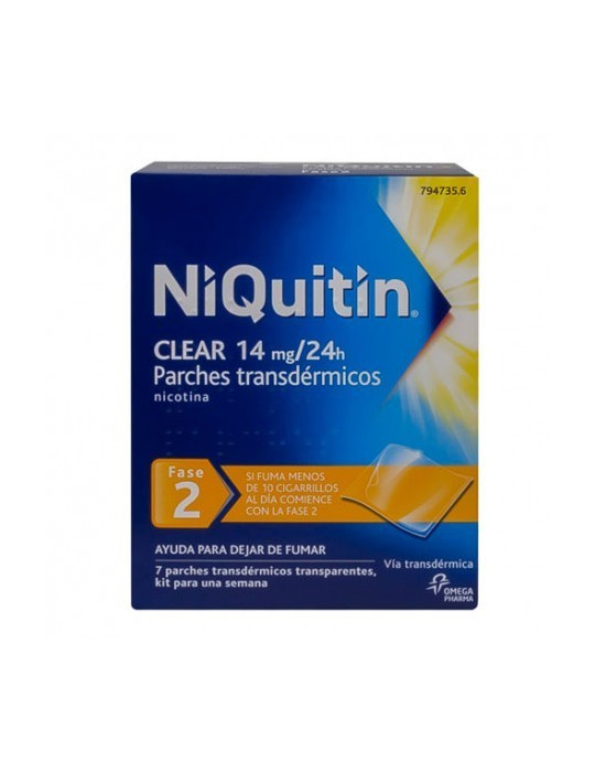 NIQUITIN CLEAR 14 MG/24 H 14 PARCHES TRANSDERMICOS 78 MG