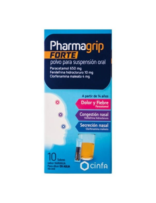 PHARMAGRIP FORTE CONGESTION Y SECRECION NASAL 10 SOBRES POLVO PARA SUSPENSION ORAL