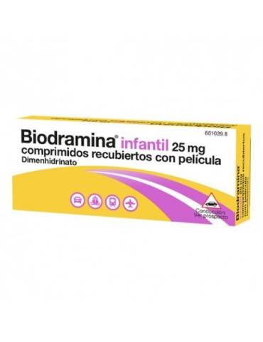 BIODRAMINA INFANTIL 25 MG 12 COMPRIMIDOS RECUBIERTOS 2