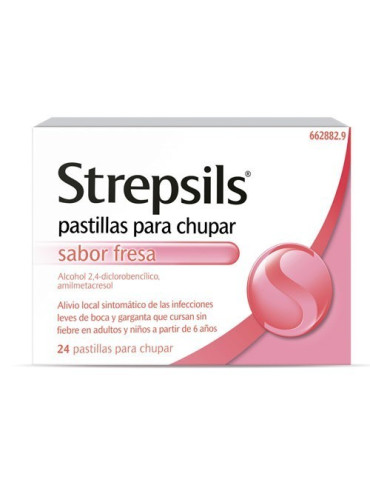 STREPSILS 24 PASTILLAS PARA CHUPAR (SABOR FRESA) 2